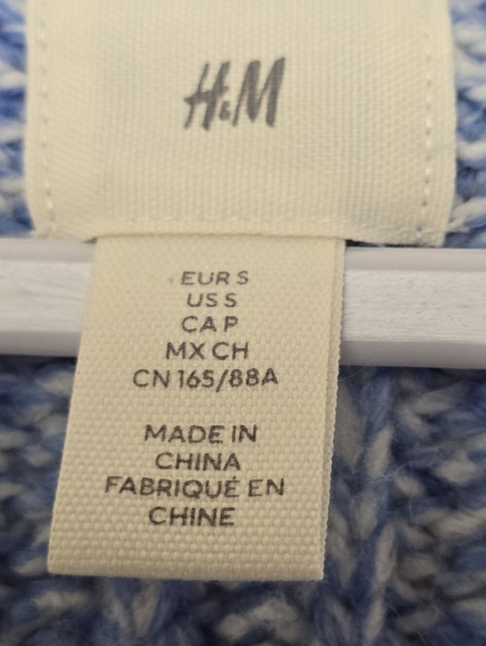 H&M Light Blue Melange Rib-Knit Cardigan Oversized Small Chunky Wool Blend - Picture 2 of 5